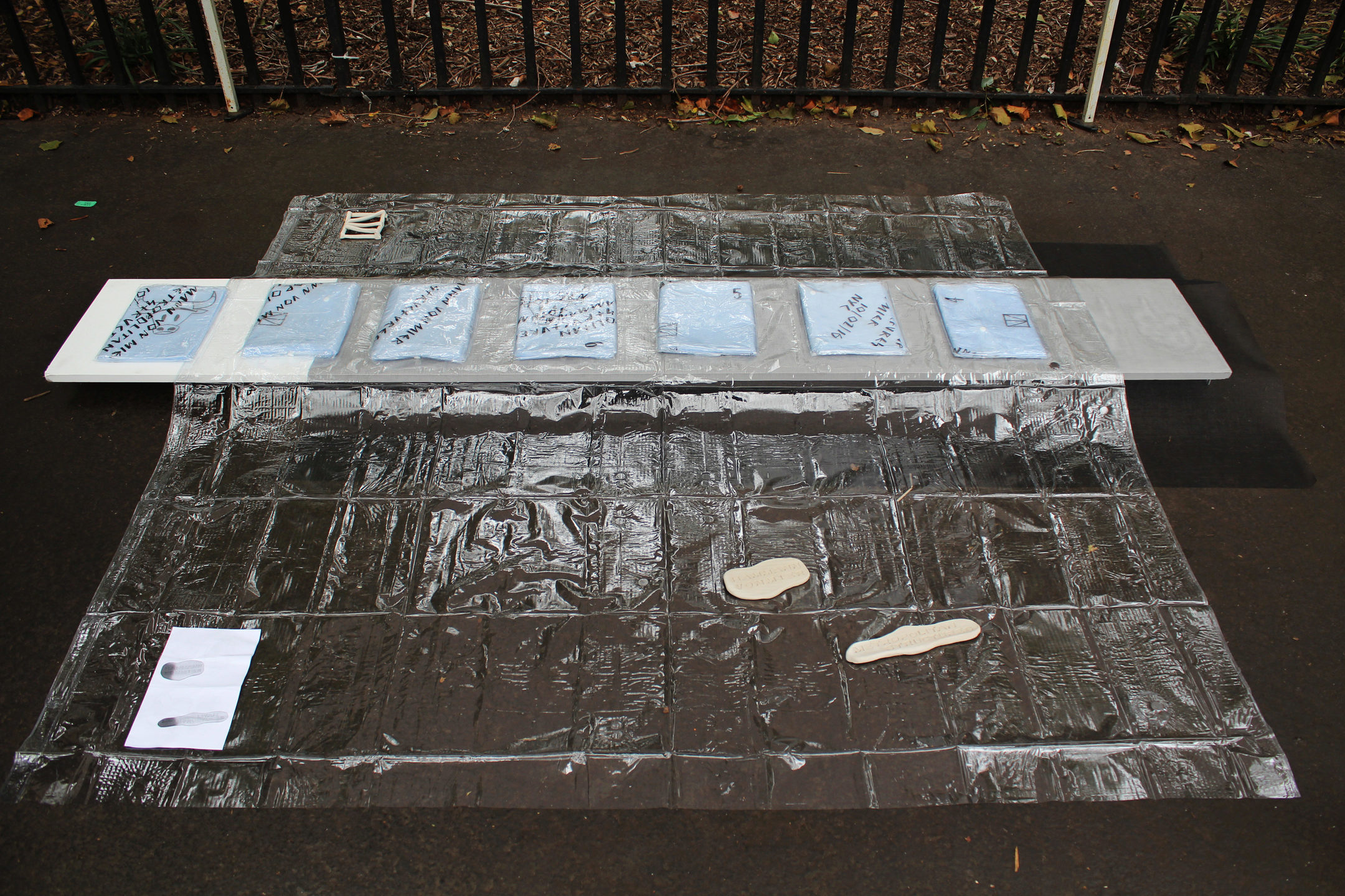 Liquid floor layout (raincoats on showercurtain)