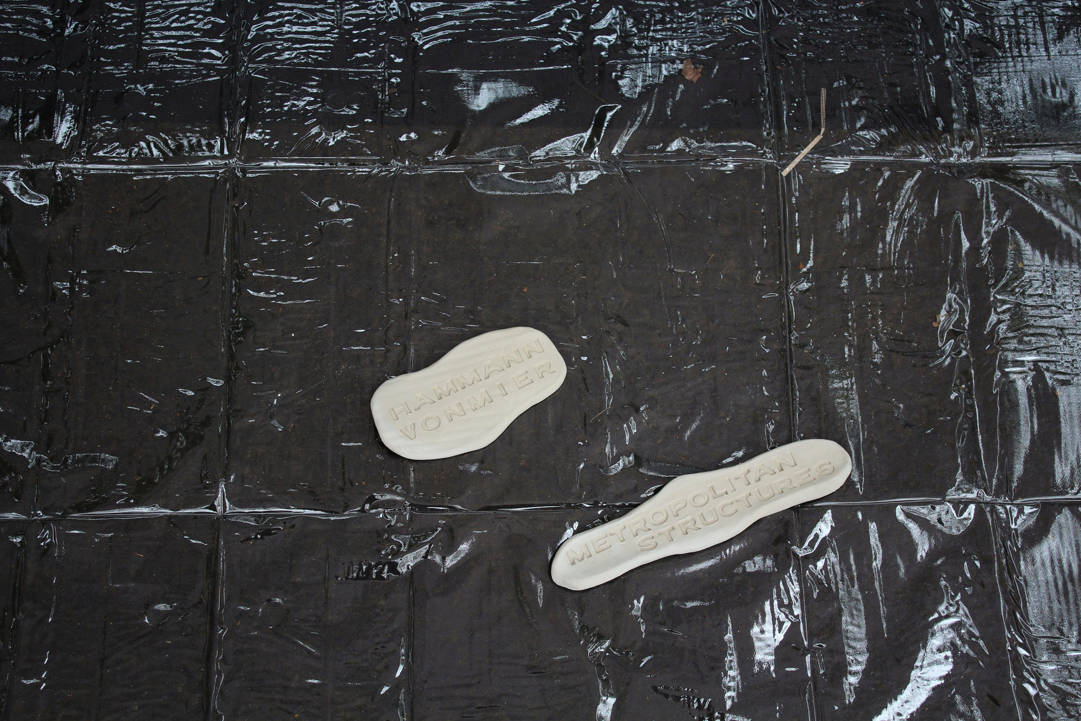 Clay seals on shower curtain